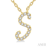 1/20 ctw Initial 'S' Round cut Diamond Pendant With Chain in 14K Yellow Gold